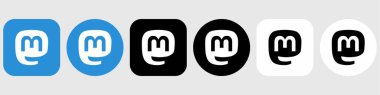 Mastodon Logo Paket Simgesi Seti, Mastodon Uygulama Vektörü, Düzenlenebilir SVG, PNG, Şeffaf Arkaplan, Dijital İndirme İçin Özel Sosyal Medya Tasarımı