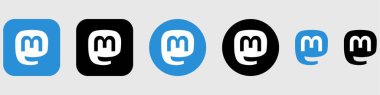 Mastodon Logo Set Vektörü, Mastodon Uygulama Simgesi Paketi, Düzenlenebilir SVG, PNG, Şeffaf Arkaplan, Dijital İndirme İçin Sosyal Medya Tasarımı