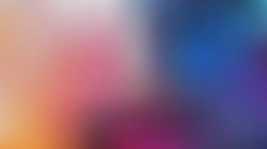 Mavi, mercan turuncusu, sarı, şeftali pembesi, morumsu, mor soyut arkaplan. Renk gradyanı, ombre, renkli, çok renkli, karışık, yanardöner, parlak, eğlenceli, kaba, tahıl, gürültü, kirli tasarım şablonu.