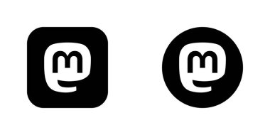 Mastodon Black Square ve Circle Logo Vector, Mastodon App Simgesi, Düzenlenebilir SVG, PNG, Şeffaf Arkaplan, Dijital İndirme İçin Sosyal Medya Tasarımı