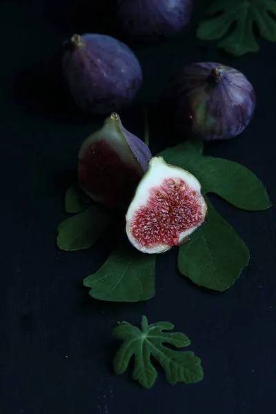 Fig Fruits Black Background — Stock Photo, Image