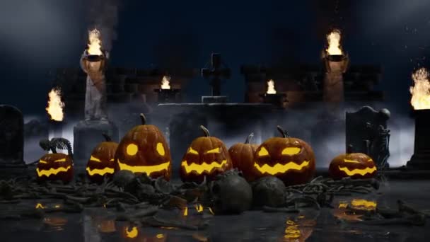Halloween Pumpkin Gothic Cemetery Looped Royalty Free Stock Footage