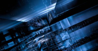 Üç boyutlu üç boyutlu fraktal doku. Bilgisayar tarafından oluşturulan soyut tehnoloji görüntüsü.