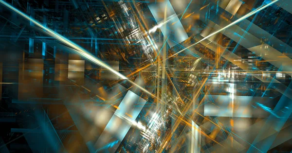 三次元3Dフラクタルテクスチャ コンピュータによる抽象技術のイメージ — ストック写真