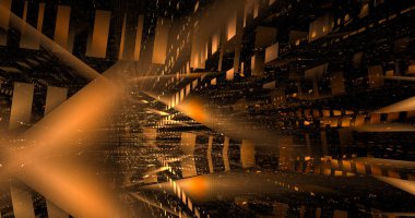 Üç boyutlu üç boyutlu fraktal doku. Bilgisayar tarafından oluşturulan soyut tehnoloji görüntüsü.