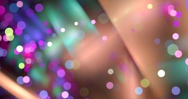 Fraktal soyut arkaplan. Bokeh mavisi parlak altın ışıklarla karışmış..