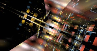 Üç boyutlu üç boyutlu fraktal doku. Bilgisayar tarafından oluşturulan soyut tehnoloji görüntüsü.