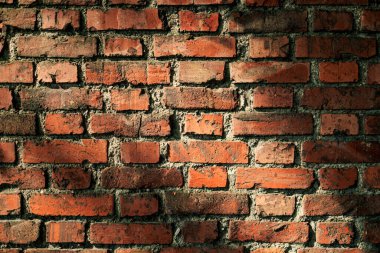 Kırmızı tuğladan bir duvardan geçen güneş ışığı, karmaşık gölgeler oluşturur ve arka plan ve mimari tasarımlar için ideal ışık ve dokunun büyüleyici bir etkileşimini yaratır..