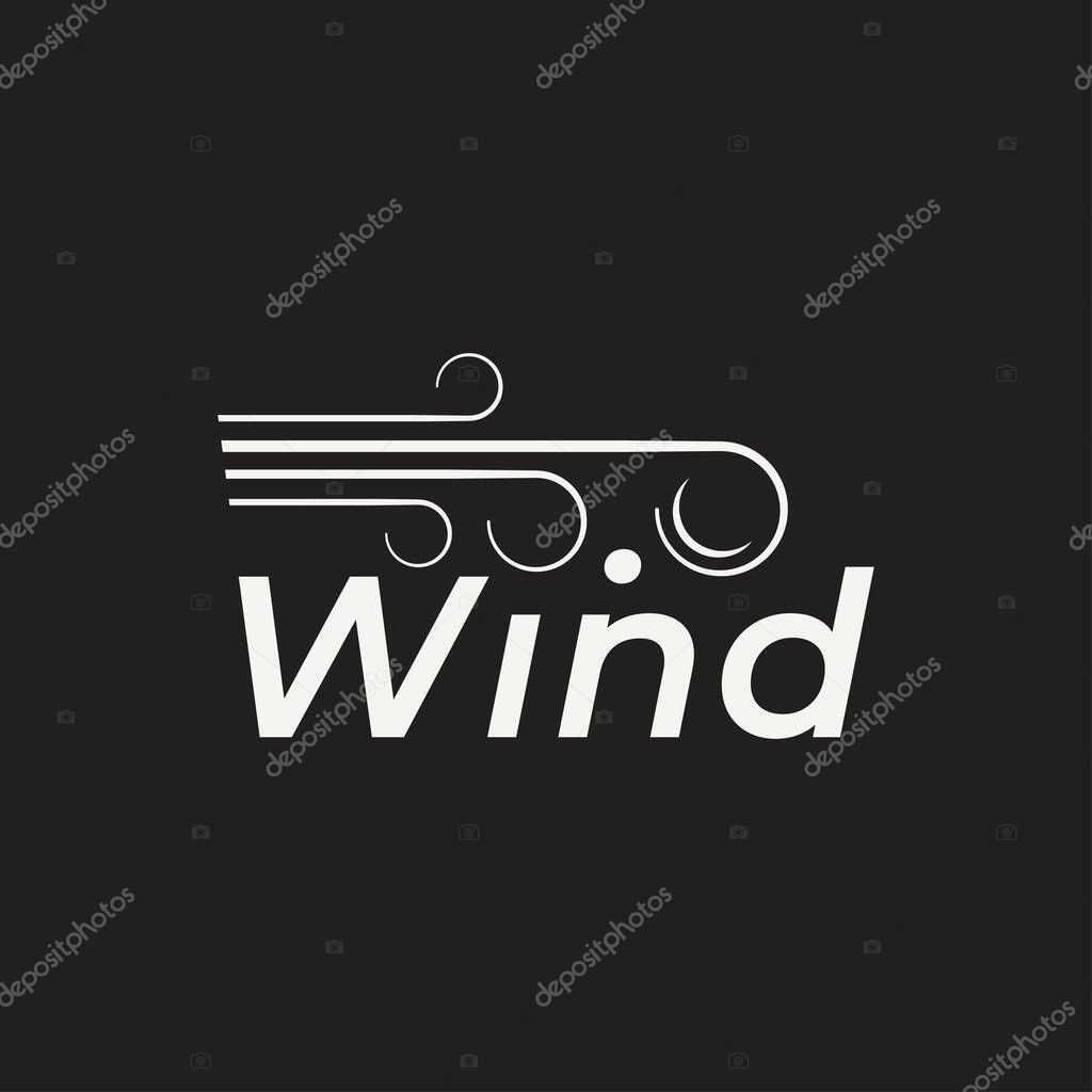 Wind logo concept on black background 10 eps