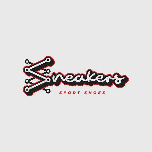 Sneakers Schriftzug Logo Sportschuhe Schnürsenkel Auf Weißem Rücken Eps lizenzfreie Stockvektoren