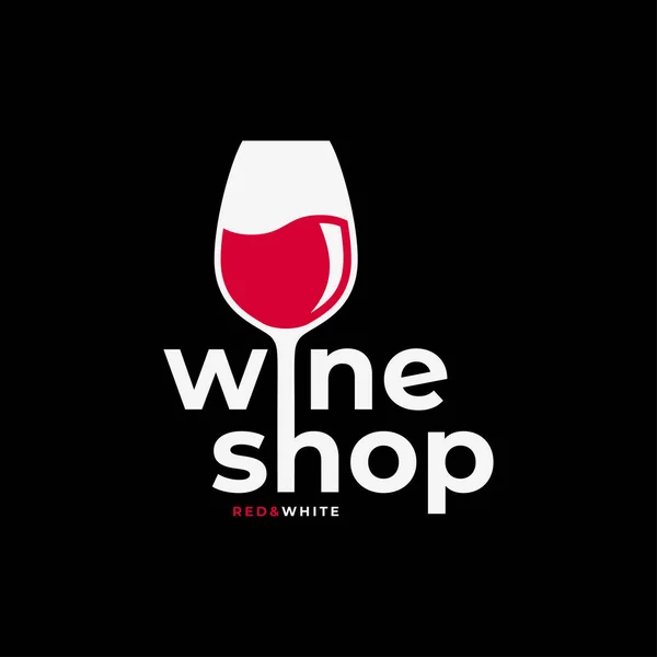 Wine Shop Logo Mit Weinglas Auf Dunklem Rücken Eps Stockillustration