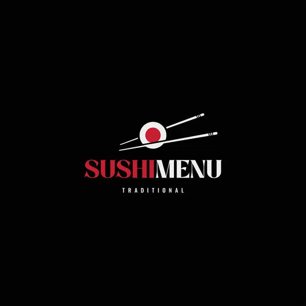 Sushi Menu Met Sushi Roll Logo Zwarte Achtergrond Eps Stockvector