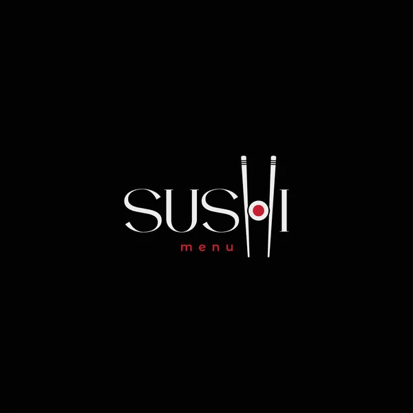 Logotipo Sushi Con Sushi Roll Menú Sobre Fondo Negro Eps Ilustraciones de stock libres de derechos