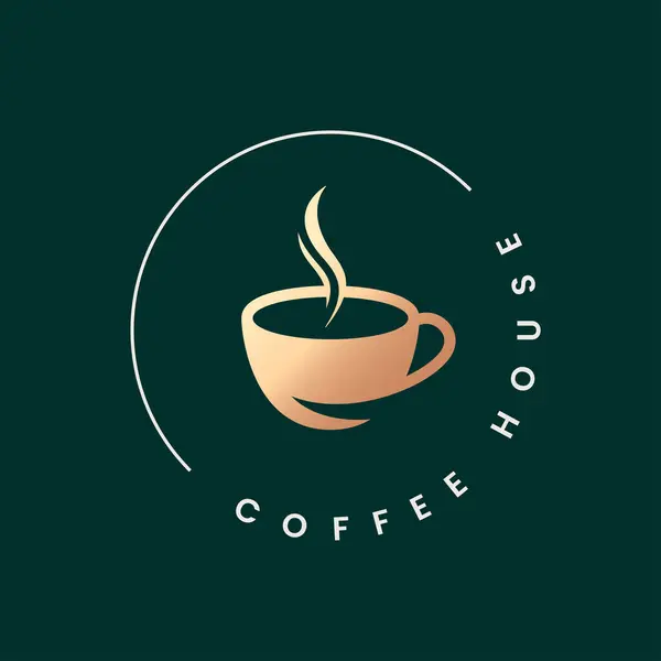 Kaffe Cup Rundad Logotyp Mörk Bakgrund Eps Royaltyfria Stockvektorer
