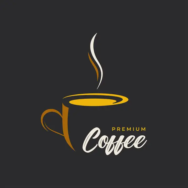 Coffee Cup Logotyp Med Premium Classy Kaffe Svart Bakgrund Eps Royaltyfria illustrationer