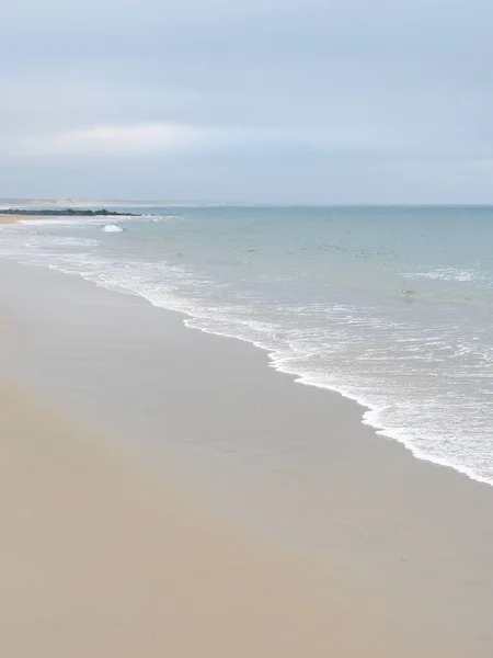 Empty Ocean Beach Landscape Faded Calm Colours France Vertical Photo — Fotografia de Stock