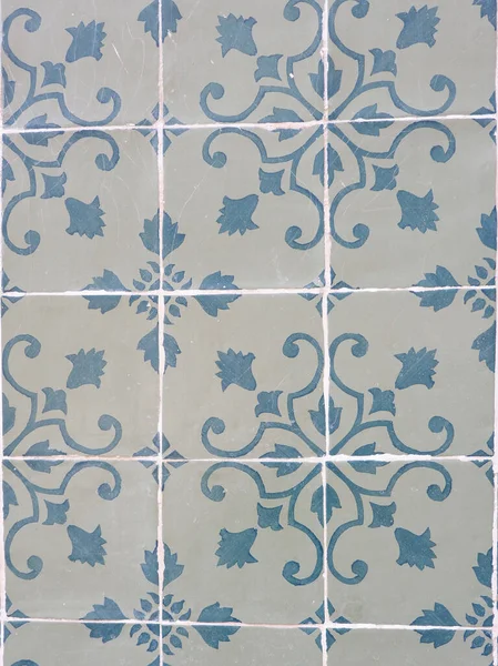 Faded Vintage Tiles Floral Ornate Authentic Portuguese Tradition Lisbon Portugal — Stock Photo, Image