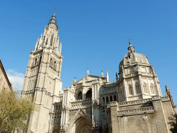 Upward Look Antique Prime Cathedral Saint Mary Toledo Castilla Mancha — Stock Photo, Image