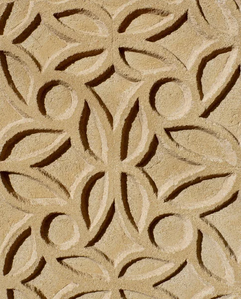 Gemusterte Ornamente Sgraffito Technik Außen Der Wand Warmem Beige Segovia — Stockfoto