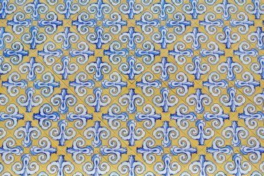 Valencia, İspanya 'da klasik fayans süsü. İspanyol eski moda çiçek mozaiği.