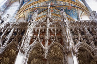 Fransa 'nın Albi kentindeki Saint Cecilia Katedrali' nde detaylı Gotik tasarım unsurları.