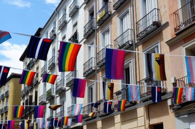 Madrid, İspanya 'da pek çok farklı bayrak.