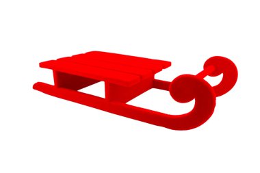 Kırmızı kadifeden izole edilmiş Noel kızağı.