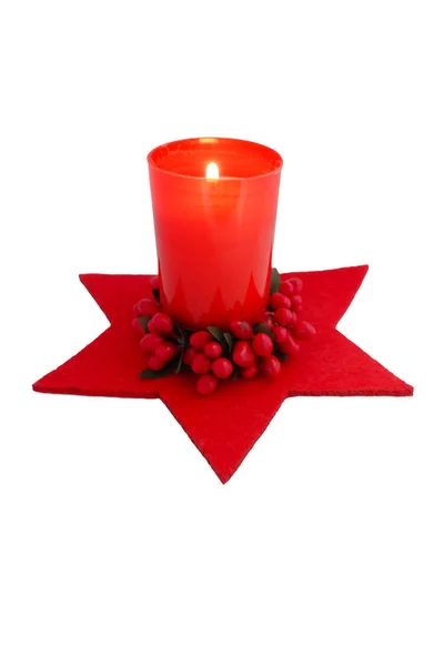 红色圣诞蜡烛 装饰孤立 — 图库照片