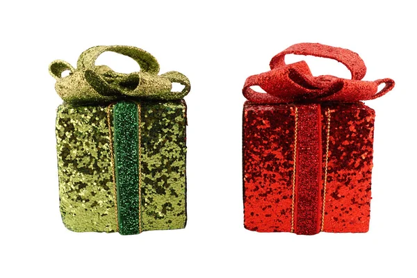 Glanzende Kerstcadeaus Met Glitter Geïsoleerd — Stockfoto