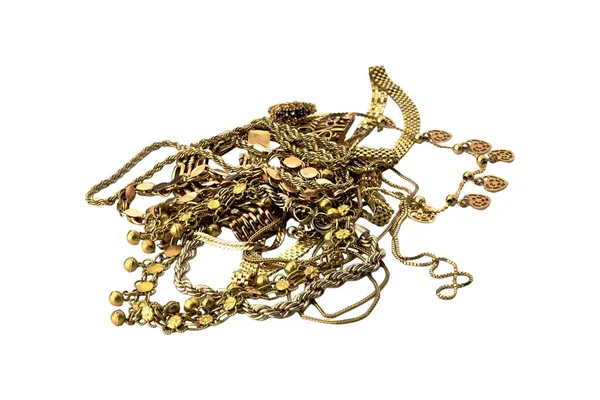 Zole Edilmiş Bir Yığının Üzerindeki Eski Altın Mücevherler — Stok fotoğraf