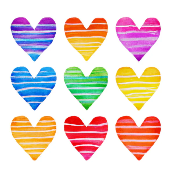 Corações Amor Coloridos Com Listras Vibrante Isolado Generativo Ilustração — Fotografia de Stock