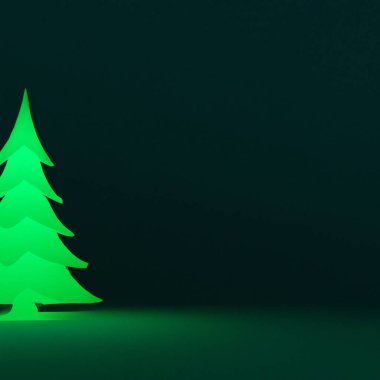 Fotokopi alanı üreten ai illüstrasyonlu yeşil soyut noel ağacı