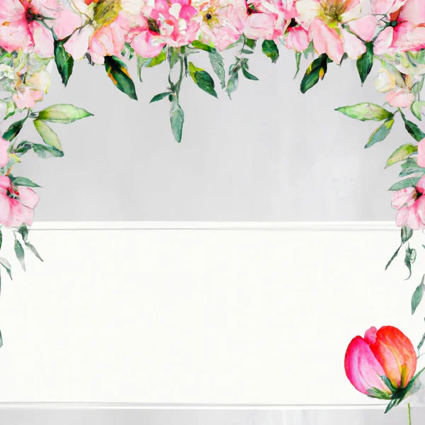 Elegante Convite Casamento Com Cartão Espaço Cópia Flores Rosa Vermelho — Fotografia de Stock