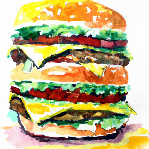 Grande Cheeseburger Duplo Close Generative Ilustração — Fotografia de Stock