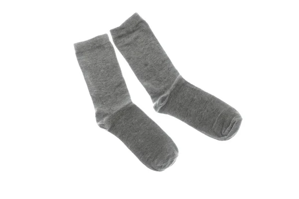 Grey Cotton Socks Slightly Wrinkled Isolated White Background Foto Stock Royalty Free