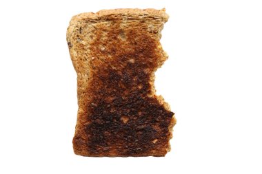 Fotokopi alanı ile izole edilmiş yarısı yenmiş bir tost