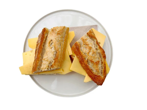 Frischkäse Sandwich Auf Einem Teller Hochsicht Mit Kopierraum — Stockfoto