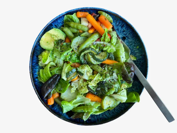 Repas Santé Avec Salade Avocat Légumes Fraîchement Cuits Dans Bol — Photo