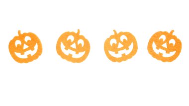 Fotokopi alanından yapılmış şirin oyulmuş balkabağı yüzleri