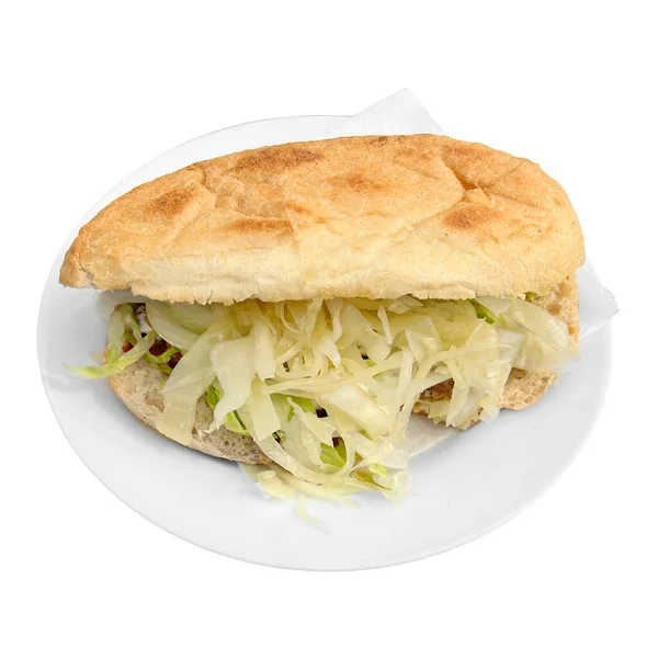 Sandwich Viande Grillée Avec Salade Avec Espace Copie — Photo