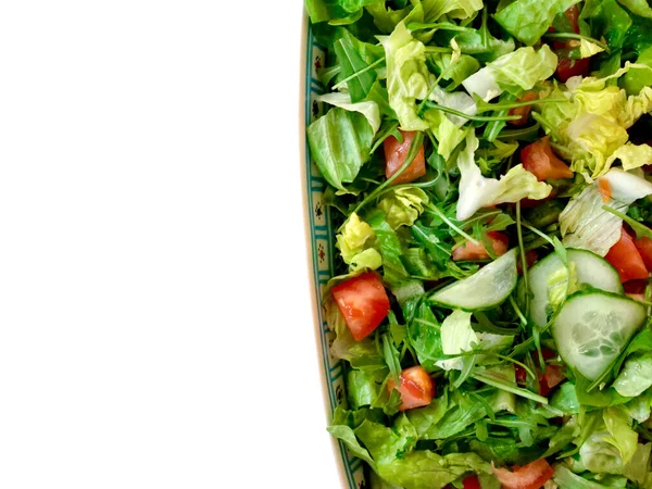 High Angle Shot Mixed Salad Ceramic Bowl Close Copy Space — Stock Photo, Image
