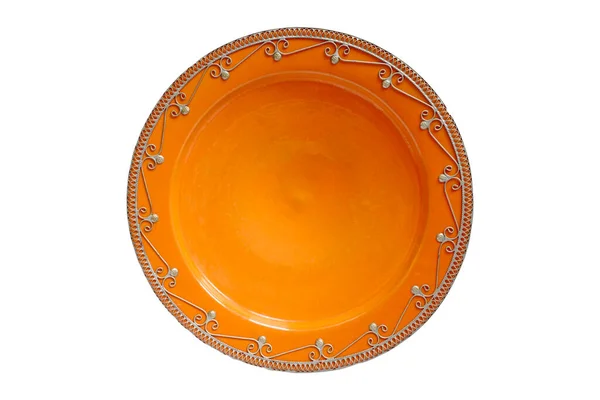Piastra Ceramica Tradizionale Con Decorazione Filo Metallico Con Spazio Copia Foto Stock Royalty Free