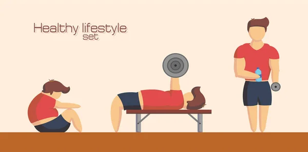 Sağlıklı bir yaşam tarzı, spor salonunda kilo veren bir adam, zayıftan zayıfa, kilo verme aşamaları, spor salonunda spor salonunda spor yapma ve motivasyon.