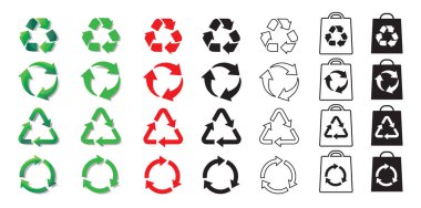 Biodegradable, compostable, recyclable icon set. Set of arrow recycle.Rounded angles. Recycled signs illustration isolated on white background. Vector illustration. Vector illustration