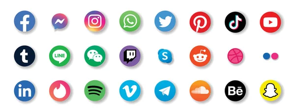 Zestaw Realistycznych Ikon Mediów Społecznościowych Symbole Wektora Sieci Społecznościowych Facebook Wektory Stockowe bez tantiem
