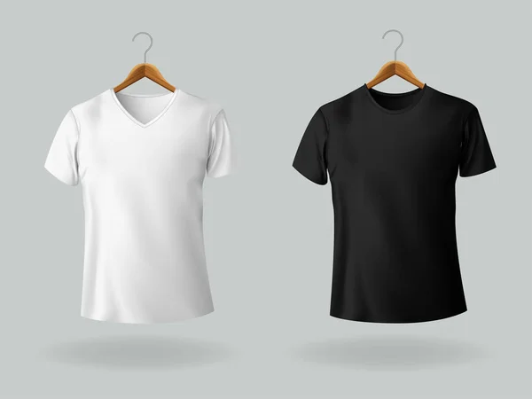 Przód Męskich Czarno Białych Bawełnianych Shirtów Wieszaku Białe Czarne Shirty Grafika Wektorowa