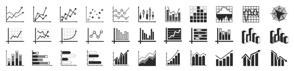 Growing Bar Graph Icon Set Business Graphs Charts Icons Graph — Stock Vector