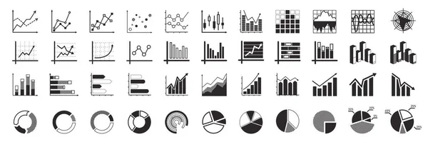 Büyüyen çubuk grafik simgesi seti. İş grafikleri ve grafikleri simgeleri. İstatistik ve analitik vektör ikonu. Vektör büyüyen diyagram. Vektör illüstrasyonu