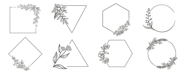 Ramo Floral Flores Minimalistas Para Logotipo Tatuagem Elegante Coleção Logotipo —  Vetores de Stock