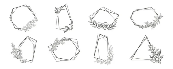 Bloemtakken Minimalistische Bloemen Voor Logo Tatoeage Handgetekende Lijn Bruiloft Kruid — Stockvector